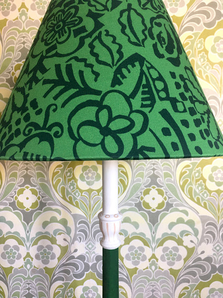 Snowden Flood Hand Painted turned beech lamp base in Green