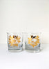 Snowden Flood golden Holly & Ivy set of two glasses