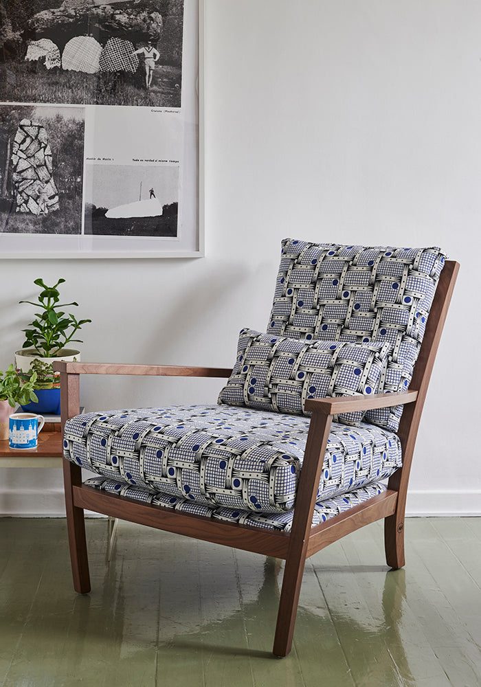 Bessie Blue linen on Arlo and Jacob chair www.snowdenflood.com