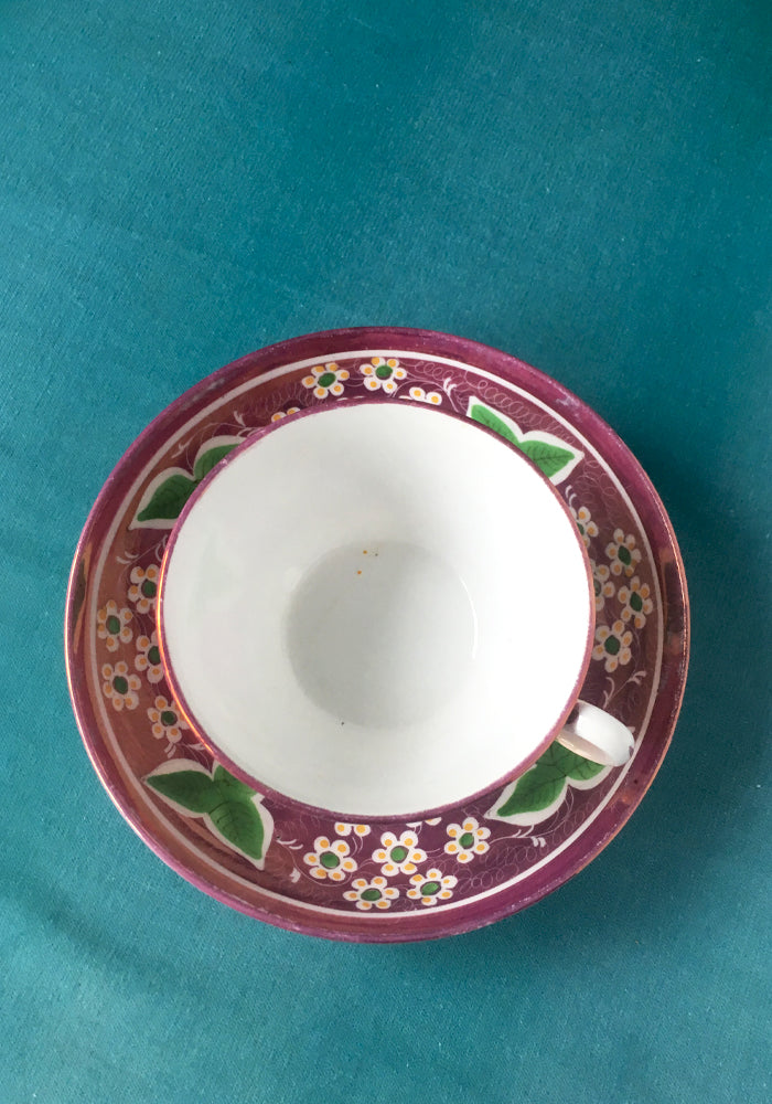 Hand painted 18th century cup and saucer www.snowdenflood.com