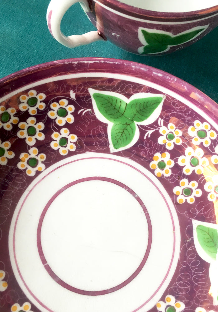 Hand painted 18th century cup and saucer www.snowdenflood.com