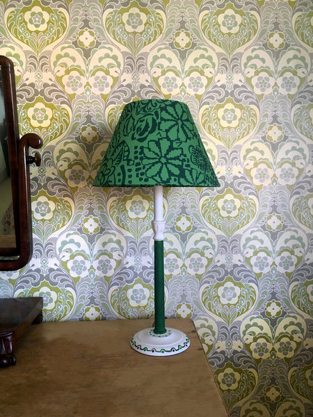 Snowden Flood Hand Painted turned beech lamp base in Green