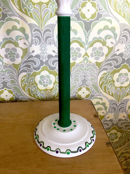 Snowden Flood Hand Painted turned beech lamp base in Green