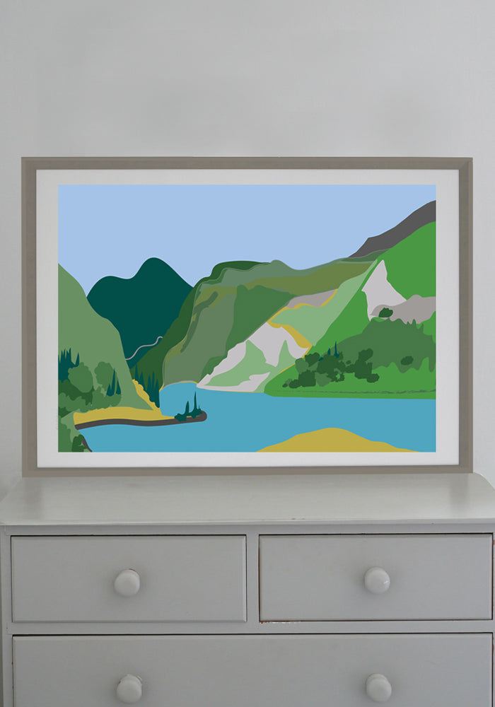 Snowden Flood Art Print Where I'd Like to Be Right Now, Mountains Lake, Alps www.snowdenflood.com