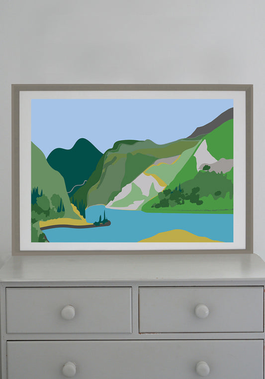 Snowden Flood Art Print Where I'd Like to Be Right Now, Mountains Lake, Alps www.snowdenflood.com
