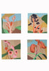 A set of four tiny paintings on wood: Houblon, Volubilis, Epipyhlle and Cymbalaire
